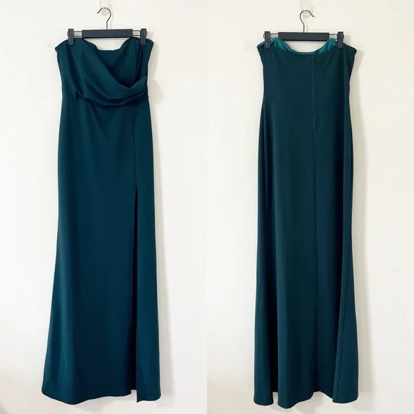 Windsor Kaia Strapless High Slit Formal Dress Hunter Green Size XL - Picture 3 of 11